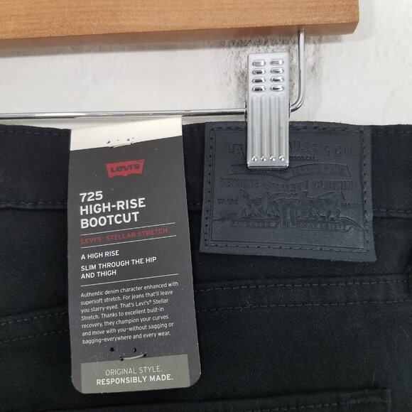 NWT Levi's 725 High Rise Bootcut Black Tab Stretch Jeans Black Size 33 - Picture 6 of 8